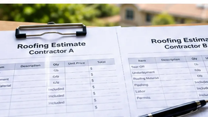 Two written roofing estimates shown side by side for comparison
